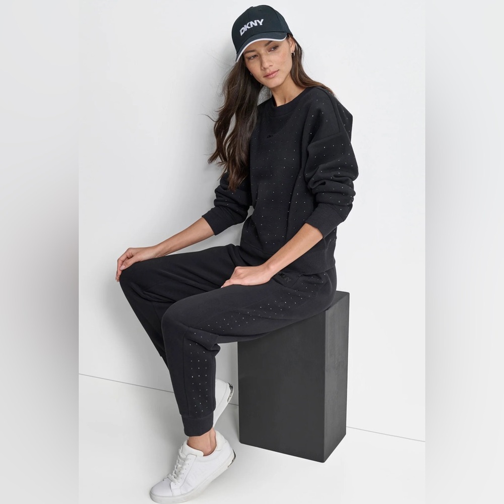DKNY Sport Black Jogger Pants with Stud Detail XS NWT